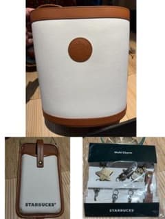 STARBUCKS ホワイト ブラウン バッグ マルチチャームのサムネイル