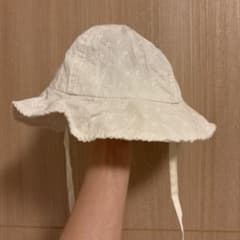 ベビー用 フラワー刺繍 ハット ホワイト 12-24mのサムネイル