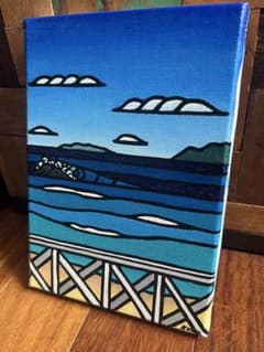 油絵 原画 海の絵　風景画　サムホール　インテリアアート　KUROのサムネイル