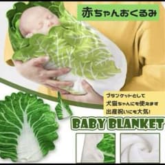 おくるみ 白菜 ブランケットお昼寝アート ニューボーンフォト毛布 出産祝い帽子付のサムネイル