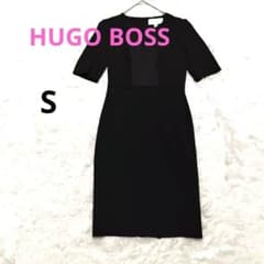 HUGO BOSS ブラック 半袖 ひざ丈ワンピース #Sサイズ #ワンピース