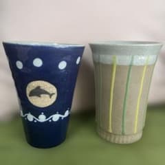 値下げ★陶器　ビアカップ　2つセットのサムネイル