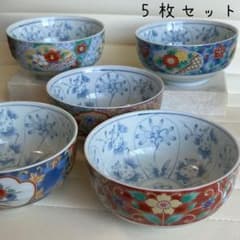 有田焼 弥生窯 絵変わり 丼ぶり揃 5客セット 赤絵 色絵 内染付 丼鉢