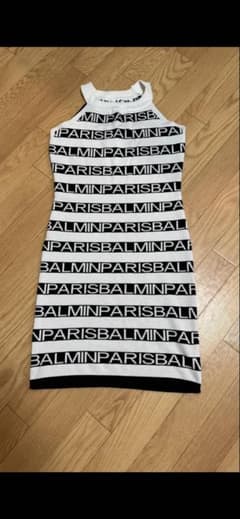 希少。BALMAIN ノースリーブワンピース ホワイト/ブラック
