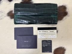 プラダ PRADA ロゴ刻印 シャインアリゲーターレザー 長財布のサムネイル