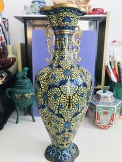 景泰藍 壽 黄地 蓮紋耳付 銅製七宝焼 七宝細工 中国美術 年代品 時代感 m72907865320_1.jpg?1709101640