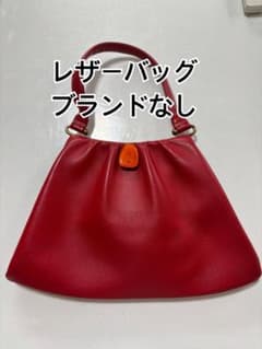 レザーハンドバッグ レッド ギャザーデザインのサムネイル