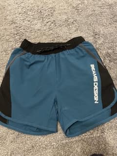 BEAMS DESIGN ランニング マラソンショートパンツ Mサイズ 青黒のサムネイル