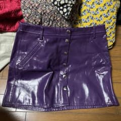 Bershka エナメル ミニスカート パープル Lのサムネイル