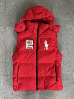 Polo by Ralph Lauren ダウンベスト ビッグポニー 赤 S - メルカリ