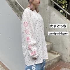 キャンディストリッパー たまごっち　花柄 ワッフル ロンT カットソー キャンディストリッパー たまごっち 花柄 ワッフル ロンT カットソー