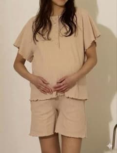 honono ベージュ マタニティパジャマ　半袖　夏　短パン　コットンのサムネイル