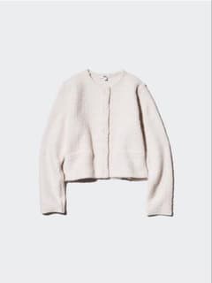 【UNIQLO】ニットショートジャケット ホワイト WOMAN Lサイズのサムネイル