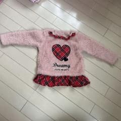 キッズ 長袖トップス 100cm ピンク チェック柄のサムネイル