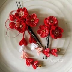 つまみ細工 髪飾り　七五三　おまけ付き つまみ細工 七五三髪飾り/あか2523 - メルカリ