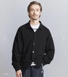 【BEAUTY&YOUTH】リングコットン ニットポロジャケット　ブラック　M BEAUTY&YOUTH】リングコットン ニットポロジャケット ブラック M