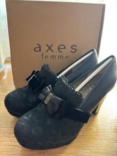 axes femme リボン付レーシーパンプス 黒 Lサイズのサムネイル