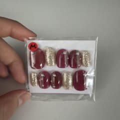 ワインレッド ゴールド ネイルチップ Mのサムネイル