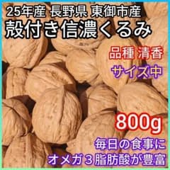殻付きくるみ 25年産 長野県 胡桃 クルミ 健康食品 送料無料 中 800g