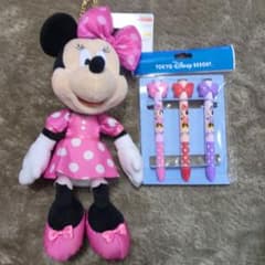 ミニーマウス ストラップ付きぬいぐるみ ボールペンセットのサムネイル
