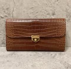 希少 美品 KUWANPEN クワンペン クロコダイル 長財布 ブラウン 茶色 