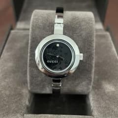 美品】稼働 GUCCI 腕時計 105 フローラ ビンテージ バングル 黒 - メルカリ