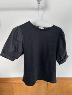 COLZA 黒 パフスリーブ 半袖シャツのサムネイル