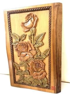 名入り】ヴィンテージ 木彫り 額 花 バラ 伝統品 美品 - メルカリ