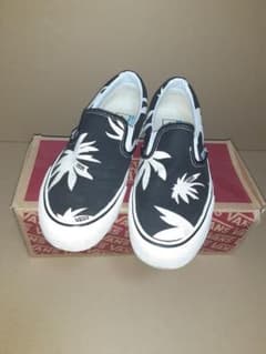 サマーリーフ VANS スリッポン ブラック/ホワイト葉柄