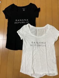 【2枚組】バナナリパブリック　ロゴTシャツ XS 白&黒のサムネイル