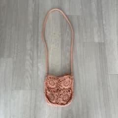 ZARA クロシェ編み ショルダーバッグ サーモンピンクのサムネイル