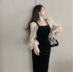 パフスリーブ　ベロア　ドレスのサムネイル