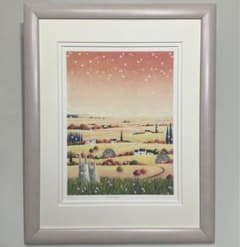 絵画・額縁・版画・渡辺 美香子・新品未使用・可愛い・美術品・インテリア・雑貨 渡辺美香子 豊かな彩り 風景画 絵画 湖畔 ジークレー 版画 インテリア