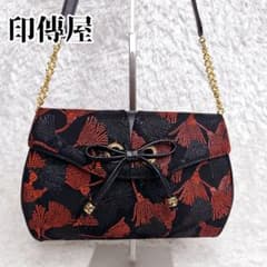未使用級】 印傳屋 印伝屋 ショルダーバック ベネッセージ 漆 鹿革 