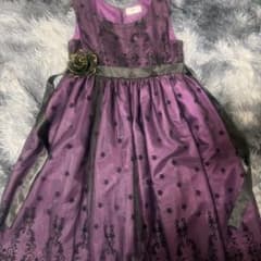 キッズドレス パープル 黒刺繍 バラコサージュ付のサムネイル