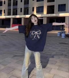 SHEIN 平成女児 Tシャツ リボン ネイビーのサムネイル