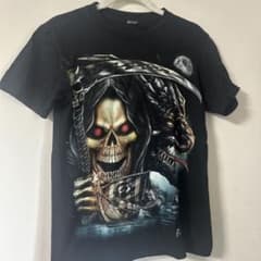 スカル 死神 プリント 半袖 Tシャツ ブラック お兄系 V系SK8のサムネイル