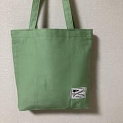 ハンドメイド トートバッグ グリーン A4対応 内ポケット付きのサムネイル