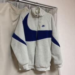 NIKE ビッグスウッシュ ボアジャケット フリース ホワイト×ブルーのサムネイル