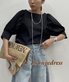 【極美品】Loungedress ラウンジドレス パフスリーブブラウス 黒のサムネイル