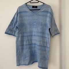 AZUL Vネック 半袖Tシャツ ブルー Lサイズのサムネイル