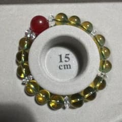 未使用品　金運　天然石 ブレスレット イエロー系 レッドビーズ 15cmのサムネイル