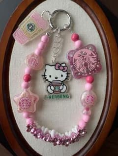 Starbucks Hello Kitty ビーズストラップ ピンクのサムネイル