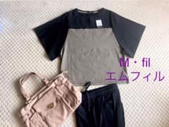 新品　タグ付き　M・fil  エムフィル　カットソー　Tシャツ　ブラック　3 8のサムネイル