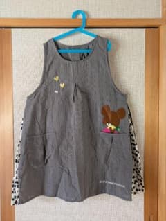 保育士くまのがっこう刺繍付きグレーエプロンМ〜Ｌサイズのサムネイル
