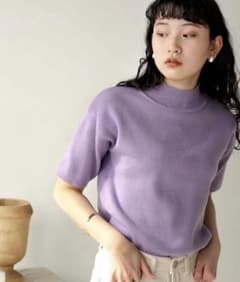 【新品未使用】Bab プチハイネック 半袖ニット プルオーバー  ラベンダーのサムネイル