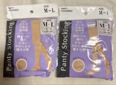 M-Lサイズ ベージュ パンティストッキング 2個セットのサムネイル