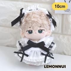 10cm 着せ替え ぬいぐるみ服 メイド服 ドレス チェック ぬい活-B1502