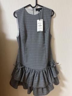 【再値下げ済み】ZARA ミニワンピース フリル チェック柄 Mサイズタグ付きのサムネイル