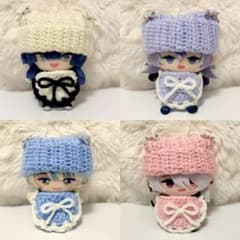 猫耳ニット帽　にじぱべっと　ぬい服　ホワイト/エプロンセットのサムネイル